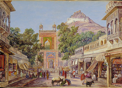 Street in Ajmere, and Gate of the Daghar Mosque